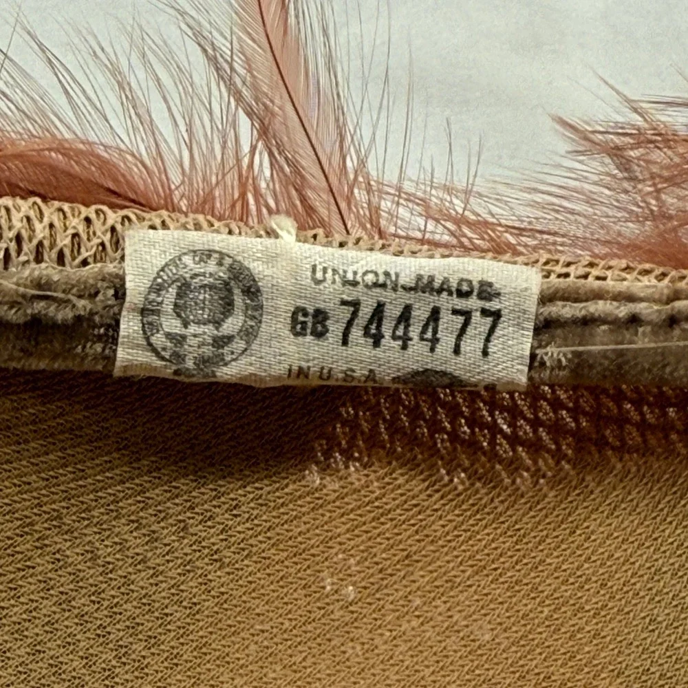 Vintage Union Made Feather Pillbox Hat Rust Copper Brown 1950s 1960s MCM USA